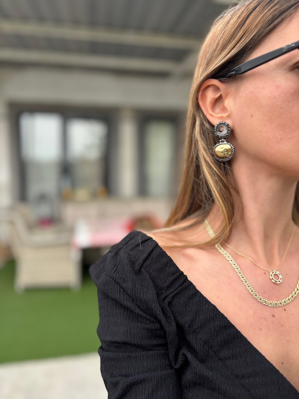 Aura Kristal/Mat Oval Küpe