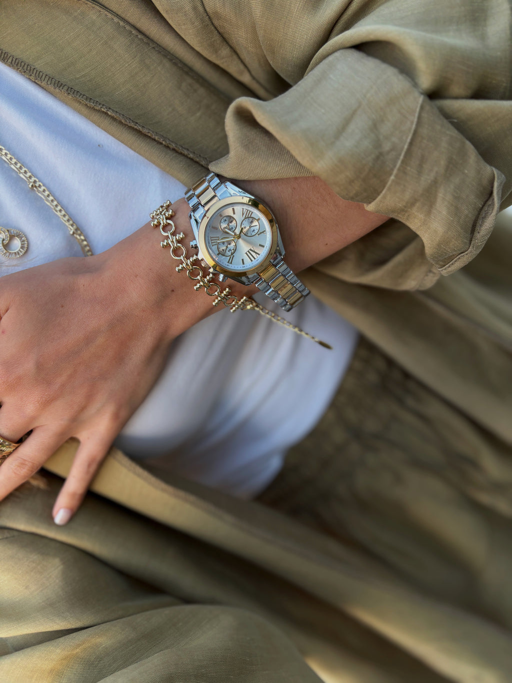 Bicolor Chrono Lux Kadın Çelik Saat