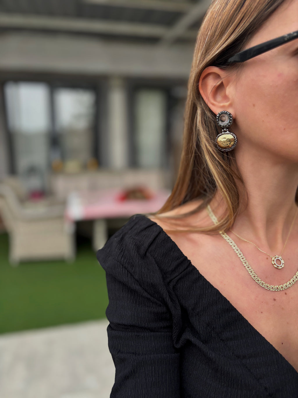 Aura Kristal/Mat Oval Küpe