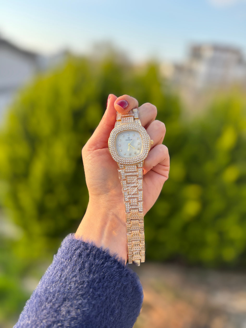 Zirkon Taş Gold Saat