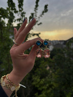 Sapphire & Peach Kristal Sallantılı Küpe
