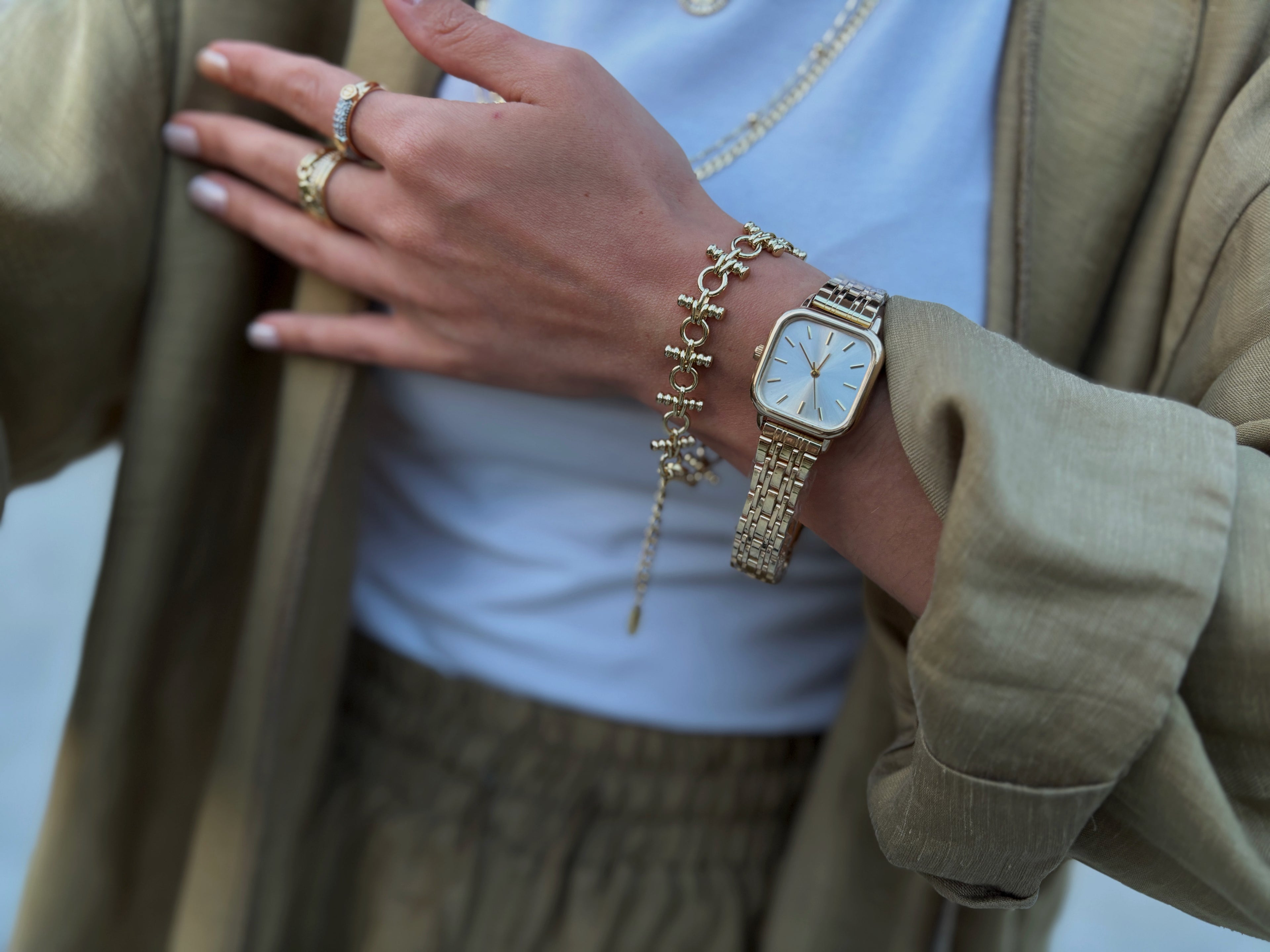 Lueur Kare Kadın Çelik Saat – Gold