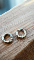 Duo İki Renkli (Gold-Silver) Modern Geçmeli Halka Küpe
