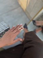 Bordo Taşlı Antik Sarmal Küpe