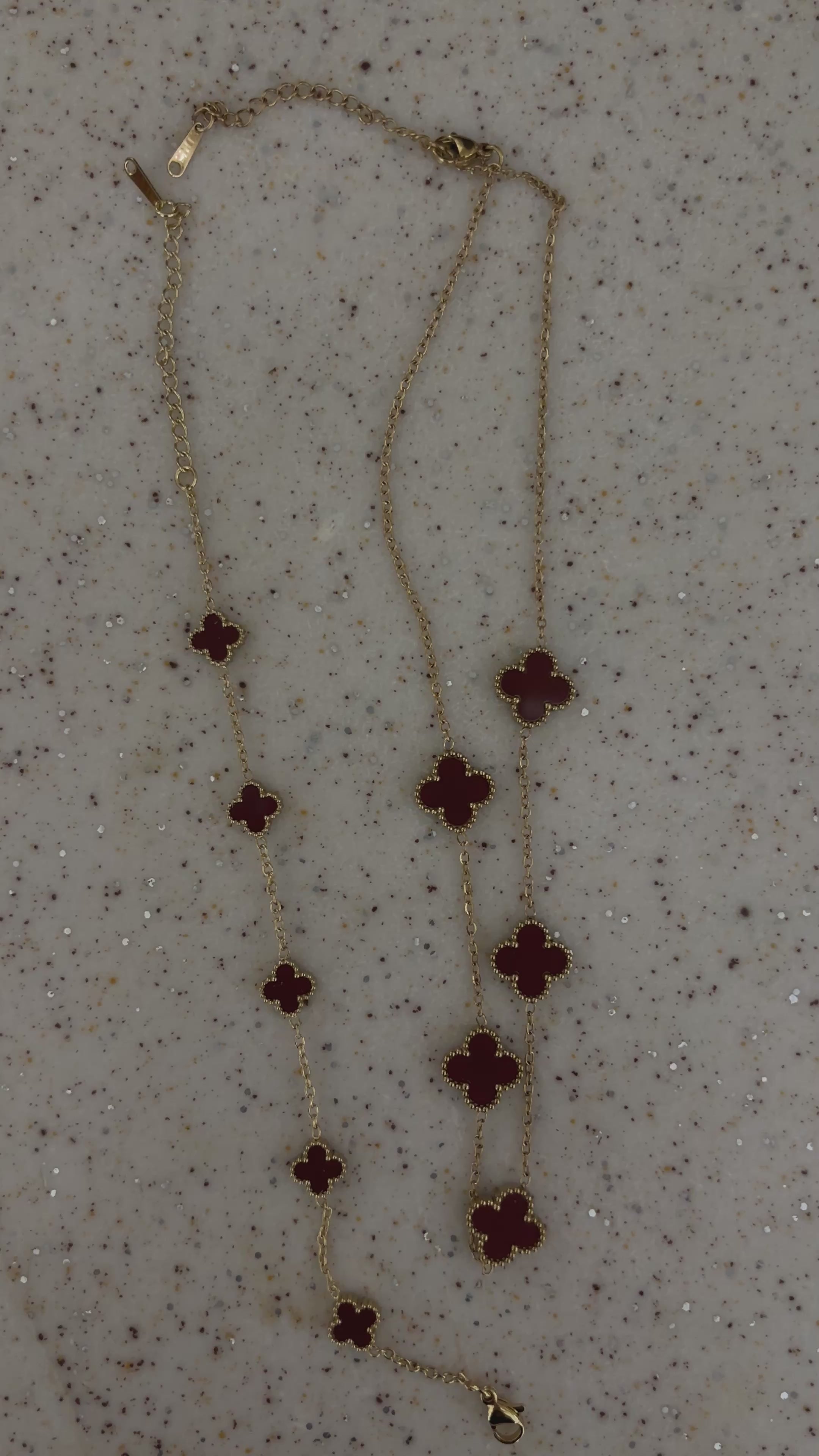 Bordo Mineli 5'li Yonca Kolye