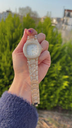 Zirkon Taş Gold Saat